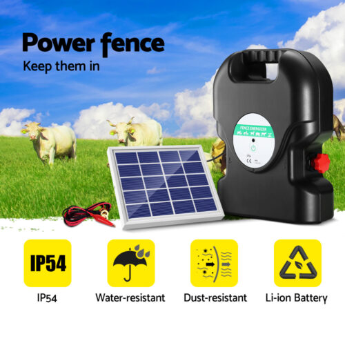 Giantz Fence Energiser 20KM Solar Powered 1.2J Electric - Image 6