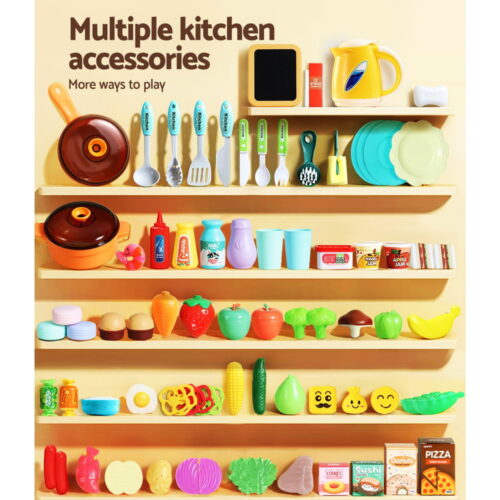 Keezi Kids Kitchen Pretend Play Set Cooking Sound Steam Light Function - Image 8
