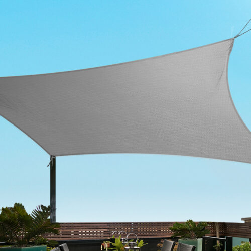 Instahut Shade Sail 3x3m Square 280GSM 98% Grey Shade Cloth - Image 8