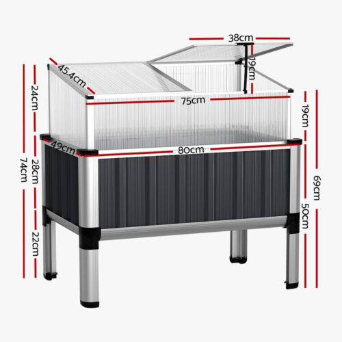 Green Fingers Garden Bed 80x49x74cm Greenhouse Planter Box Raised Galvanised Herb - Image 3