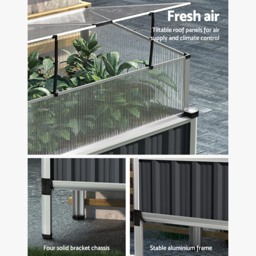 Green Fingers Garden Bed 80x49x74cm Greenhouse Planter Box Raised Galvanised Herb - Image 7