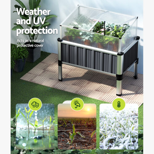 Green Fingers Garden Bed 80x49x74cm Greenhouse Planter Box Raised Galvanised Herb - Image 8