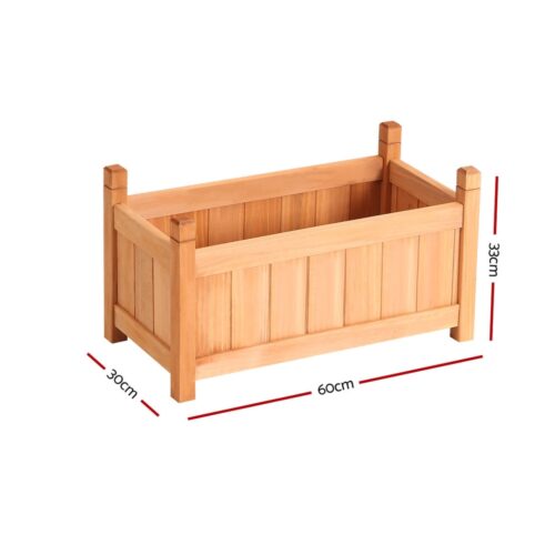 Green Fingers Garden Bed 60x30x33cm Wooden Planter Box Raised Container Growing - Image 3