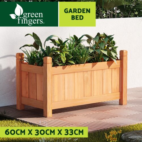 Green Fingers Garden Bed 60x30x33cm Wooden Planter Box Raised Container Growing - Image 5