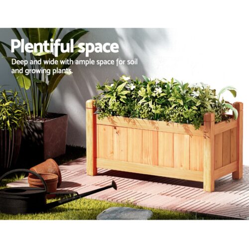 Green Fingers Garden Bed 60x30x33cm Wooden Planter Box Raised Container Growing - Image 7