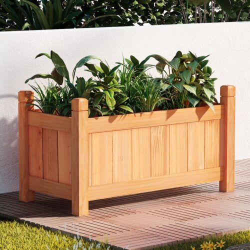 Green Fingers Garden Bed 60x30x33cm Wooden Planter Box Raised Container Growing - Image 9