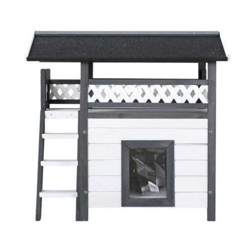i.Pet Outdoor Cat House Shelter 77cm x 50cm x 73cm Rabbit Hutch Wooden Condo Small Outdoor Cat House - Image 3
