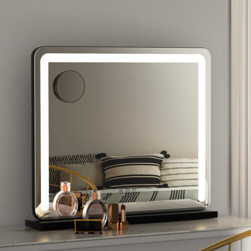 Embellir Makeup Mirror 60x50cm Hollywood Vanity with LED Light Tabletop Black - Image 7