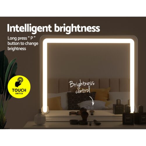 Embellir Makeup Mirror 60x50cm Hollywood Vanity with LED Light Tabletop White - Image 6
