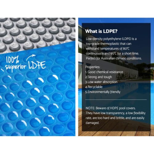 Aquabuddy Pool Cover 500 Micron 8x4.2m Swimming Pool Solar Blanket 5.5m Roller Blue - Image 5