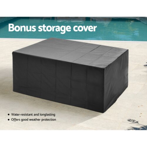 Gardeon Outdoor Dining Set 11 Piece Wicker Table Chairs Setting Grey - Image 6
