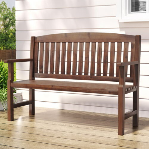 Gardeon Outdoor Garden Bench Wooden 2 Seater Lounge Chair Patio Furniture Brown - Image 8