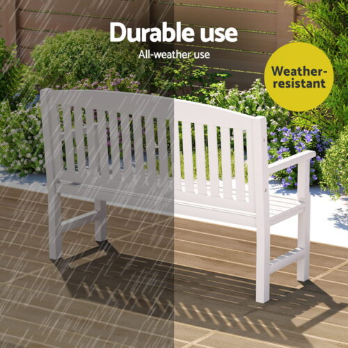 Gardeon Outdoor Garden Bench Wooden 2 Seater Lounge Chair Patio Furniture White - Image 6