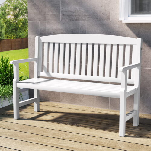 Gardeon Outdoor Garden Bench Wooden 2 Seater Lounge Chair Patio Furniture White - Image 7