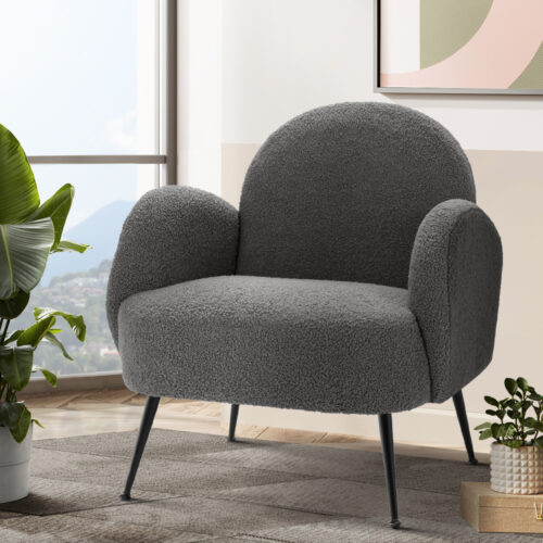 Artiss Armchair Boucle Charcoal Hanes - Image 7