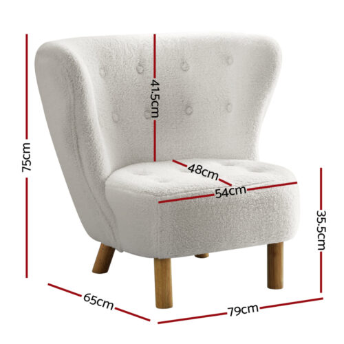 Artiss Armchair Lounge Accent Chair Armchairs Couch Chairs Sofa Bedroom White - Image 3