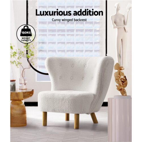 Artiss Armchair Lounge Accent Chair Armchairs Couch Chairs Sofa Bedroom White - Image 6