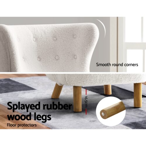 Artiss Armchair Lounge Accent Chair Armchairs Couch Chairs Sofa Bedroom White - Image 8