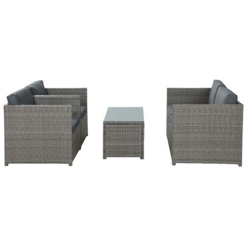 Gardeon 4-Piece Outdoor Sofa Set Wicker Couch Lounge Setting Grey - Image 5