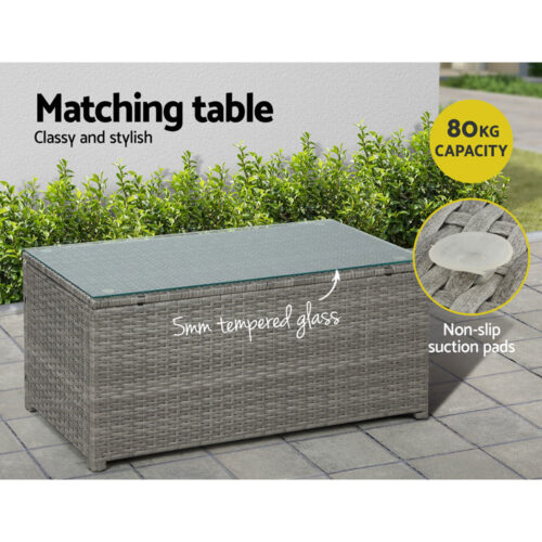 Gardeon 4-Piece Outdoor Sofa Set Wicker Couch Lounge Setting Grey - Image 8
