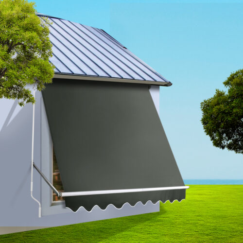 Instahut Window Fixed Pivot Arm Awning Outdoor Blinds Retractable Patio 2.4X2.1M - Image 9