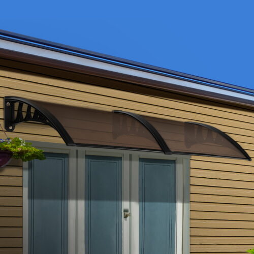 Instahut Window Door Awning 1mx2.4m Brown Hollow Sheet Plastic Frame - Image 9