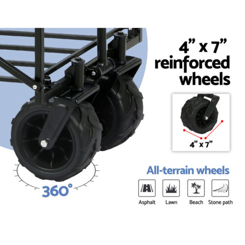 Gardeon Garden Cart Folding 120kg Trolley Camping Wagon Barrow Outdoor Beach - Image 5