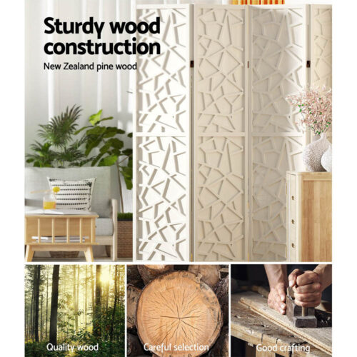 Artiss 8 Panel Room Divider Screen 325x170cm Clover White - Image 7