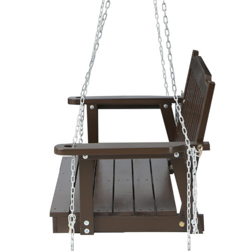 Gardeon Porch Swing Chair With Chain Outdoor Furniture Wooden Bench 2 Seat Brown - Image 5
