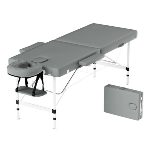 Zenses Massage Table 55cm Portable 2 Fold Aluminium Beauty Bed Grey - Image 2