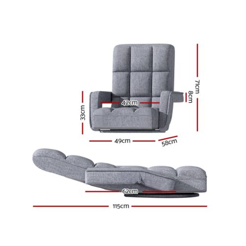 Artiss Floor Lounge Sofa Bed Swivel Grey - Image 3