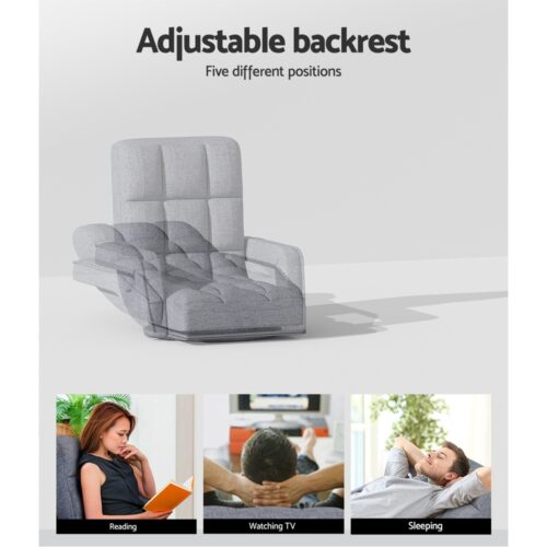 Artiss Floor Lounge Sofa Bed Swivel Grey - Image 6