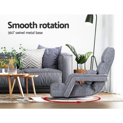 Artiss Floor Lounge Sofa Bed Swivel Grey - Image 7