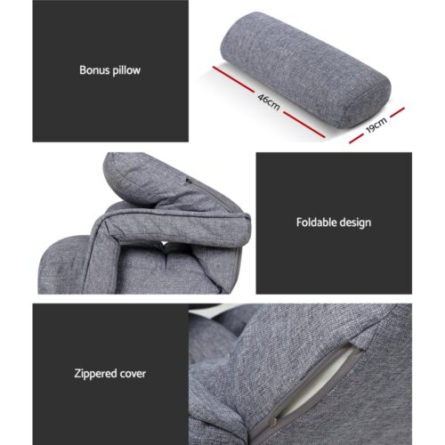 Artiss Floor Lounge Sofa Bed Swivel Grey - Image 8