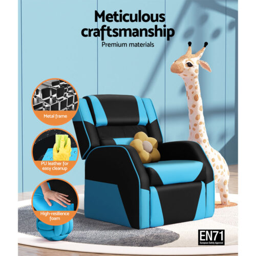 Keezi Kids Recliner Chair PU Leather Gaming Sofa Lounge Couch Children Armchair - Image 5