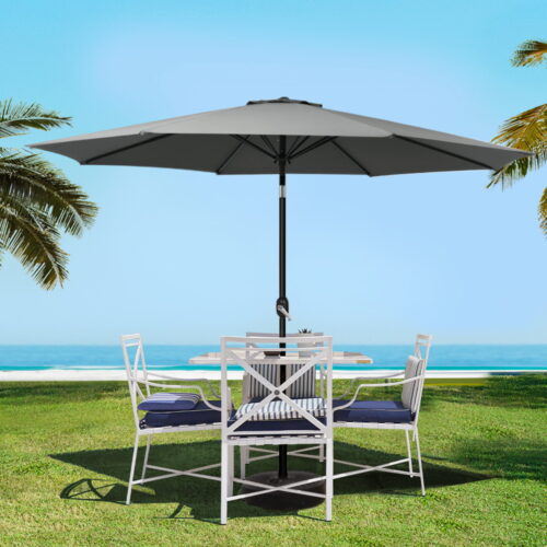 Instahut 3m Outdoor Umbrella Beach Pole Garden Patio Tilt Charcoal - Image 9