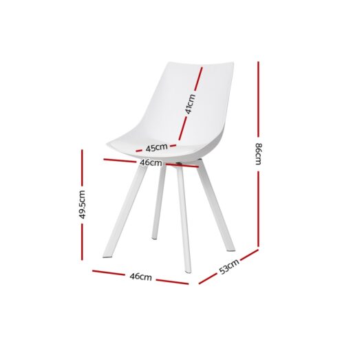 Artiss Dining Chairs Set of 2 PU Leather Plastic Metal White - Image 6