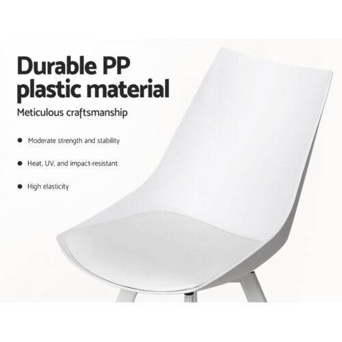 Artiss Dining Chairs Set of 2 PU Leather Plastic Metal White - Image 8