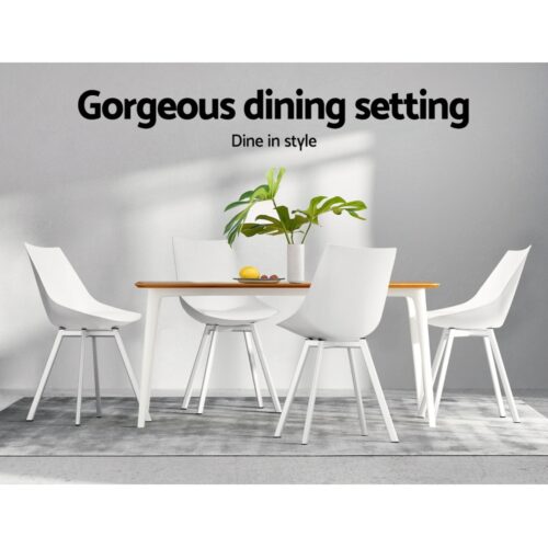 Artiss Dining Chairs Set of 2 PU Leather Plastic Metal White - Image 13