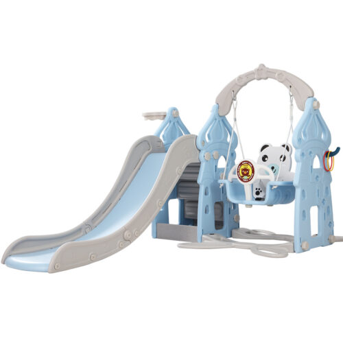 Keezi Kids Slide Swing Set Basketball Hoop Rings Outdoor Playground 170cm Blue - Image 2