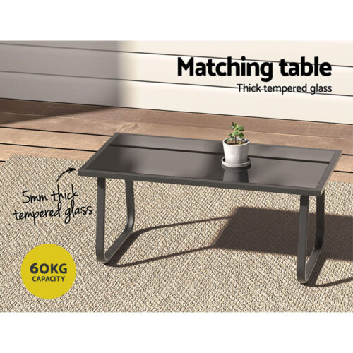 Gardeon Outdoor Sofa Set Lounge Setting Textilene Table and Chairs Garden Patio Furniture - Image 8