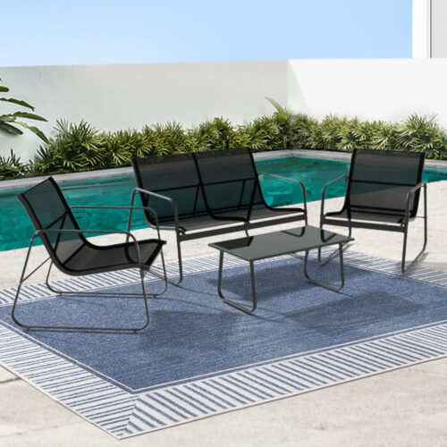 Gardeon Outdoor Sofa Set Lounge Setting Textilene Table and Chairs Garden Patio Furniture - Image 9