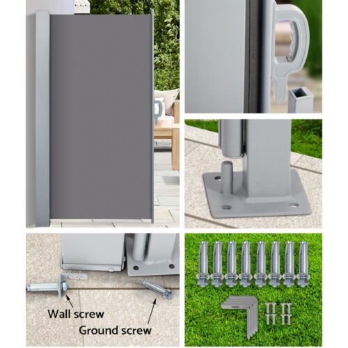 Instahut Side Awning Sun Shade Outdoor Blinds Retractable Screen 1.4X3M GR - Image 8