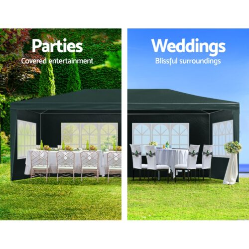 Instahut Gazebo 3x6m Marquee Wedding Party Tent Outdoor Camping Side Wall Canopy 4 Panel Green - Image 5