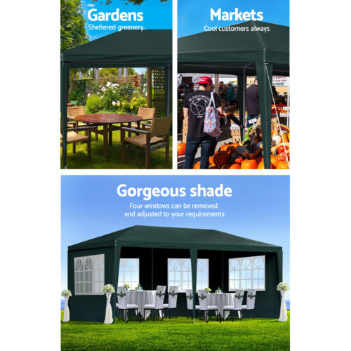 Instahut Gazebo 3x6m Marquee Wedding Party Tent Outdoor Camping Side Wall Canopy 4 Panel Green - Image 6