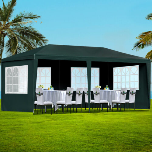 Instahut Gazebo 3x6m Marquee Wedding Party Tent Outdoor Camping Side Wall Canopy 4 Panel Green - Image 9