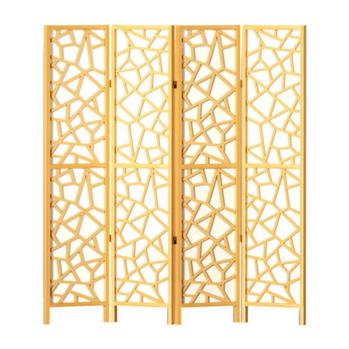 Artiss 4 Panel Room Divider Screen 162x170cm Clover Natural - Image 2