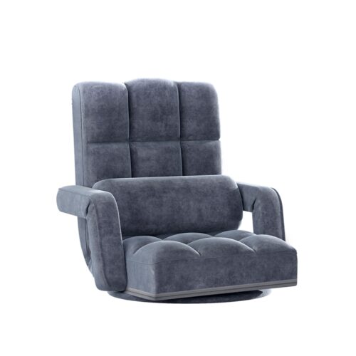 Artiss Floor Lounge Sofa Bed Swivel Charcoal - Image 2
