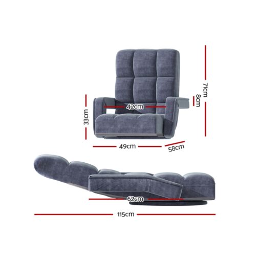 Artiss Floor Lounge Sofa Bed Swivel Charcoal - Image 3