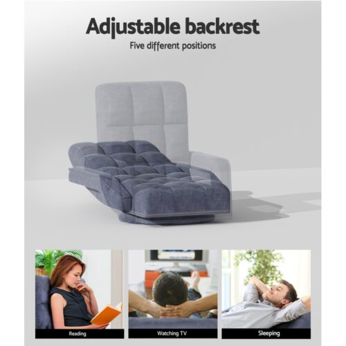Artiss Floor Lounge Sofa Bed Swivel Charcoal - Image 6